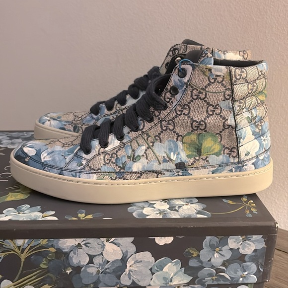EUC [Gucci] Authenticated Bloom GG Floral High Top Sneakers Men’s US 8.5 w/ Box - Picture 7 of 16